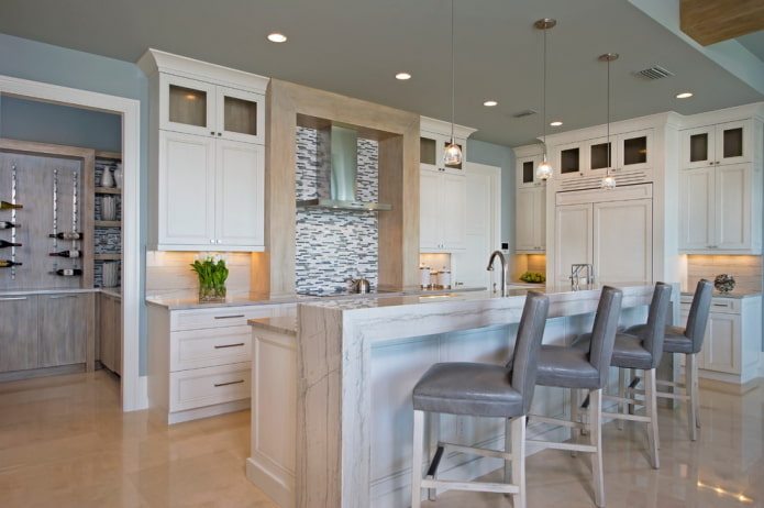 gray ceiling design in the kitchen