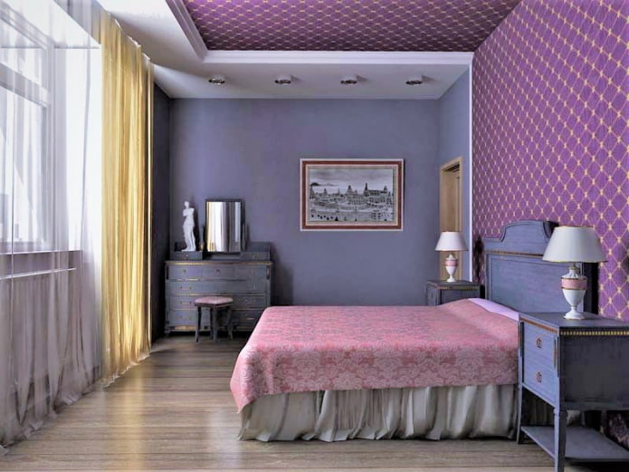 papel de parede lilás no teto