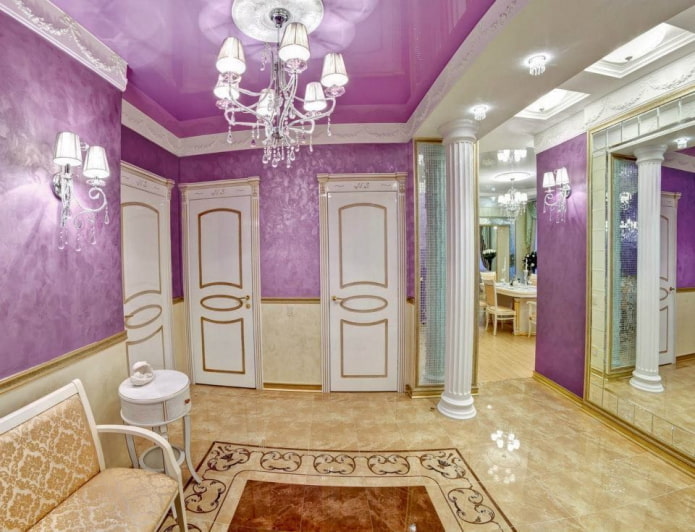purple ceiling in the hallway interior