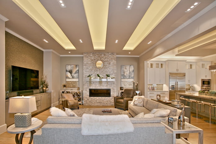 beige ceiling with backlight