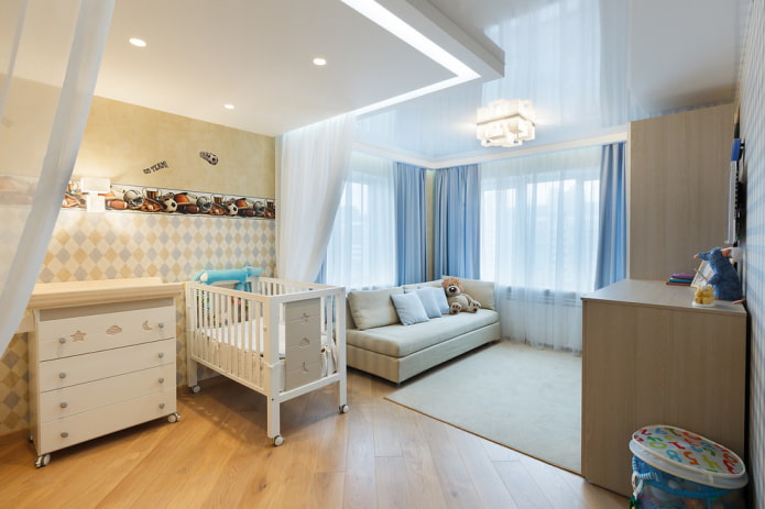 white ceiling design in the nursery