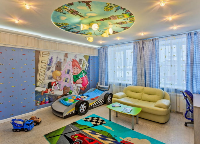 design del soffitto in una stanza per un ragazzo