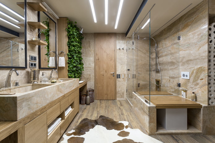 design de teto de banheiro ecológico