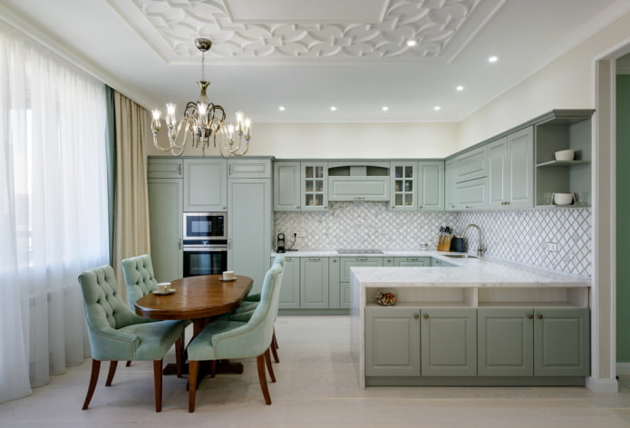 stucco ceiling in the kitchen interior