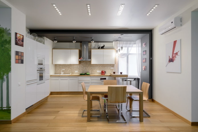 flat ceiling lights in the kitchen
