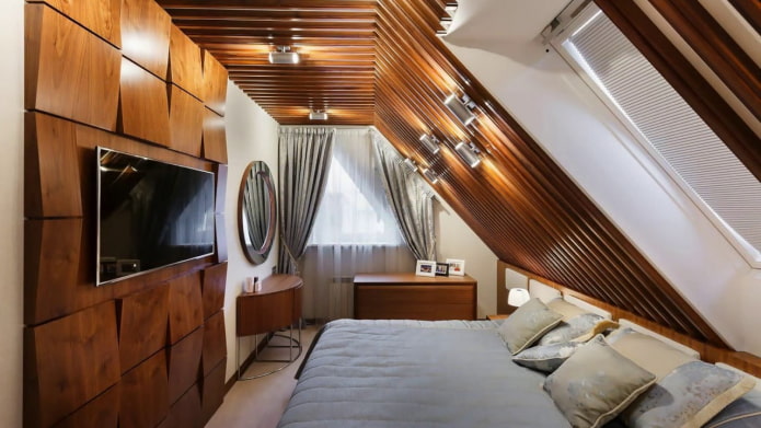 тавански таван спалня дизайн