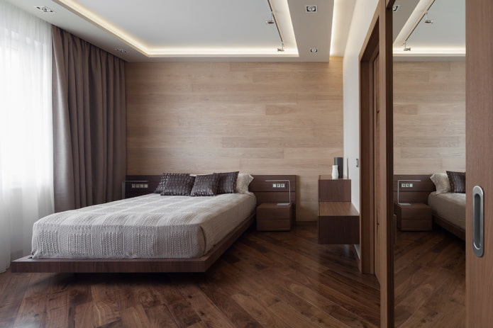 yatak odasında iki seviyeli tavan tasarımı