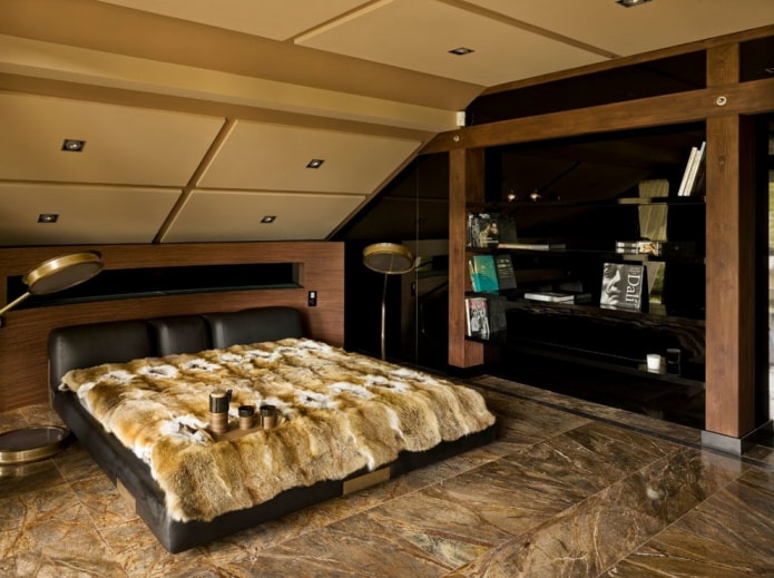 dormitor mansardă design plafon