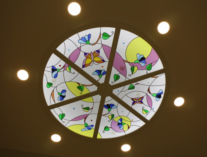 stained glass with spotlight