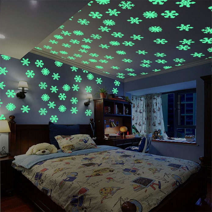 adesivi luminosi al fosforo sul soffitto