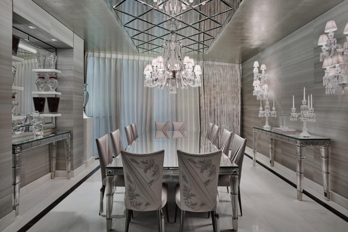 faceted mirrored ceiling construction