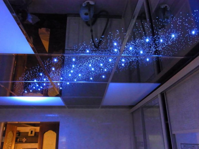 mirrored ceiling construction starry sky