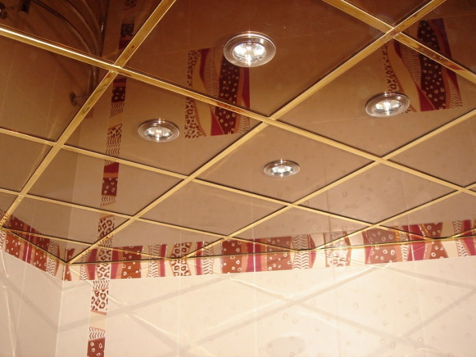 tinted mirrored ceiling surface