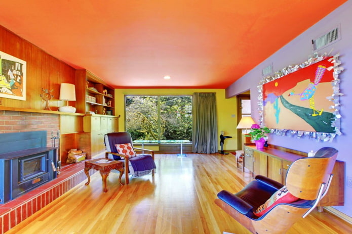 oturma odası iç turuncu tavan