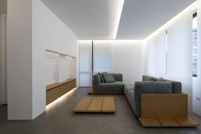 minimalizmo lubų dizainas