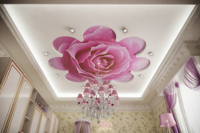 plafond imprimé rose