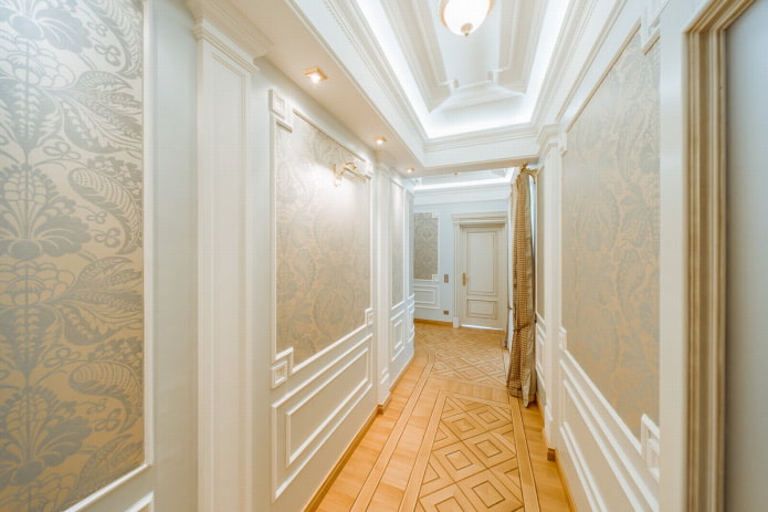 moldings on the walls in the corridor