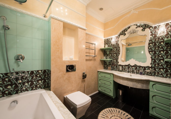 estuco en el interior del baño en un estilo clásico