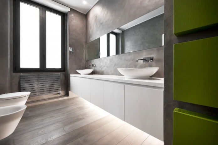 gips i det indre av badet i stil med minimalisme