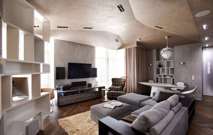 stucco in the living room interior