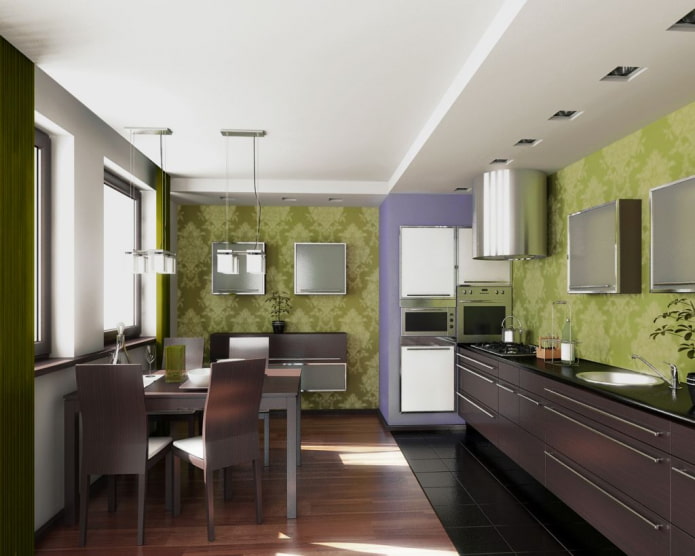 olivové steny v kuchyni