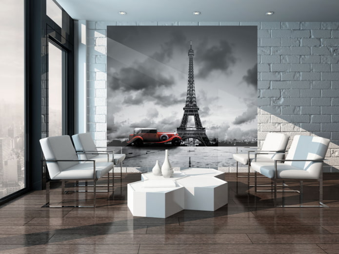 malba zobrazující Paříž v interiéru