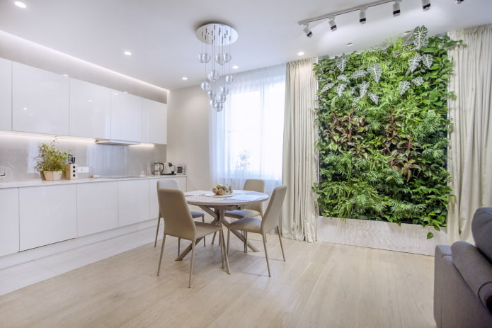 trang trí tường theo hình thức cây xanh trong nội thất