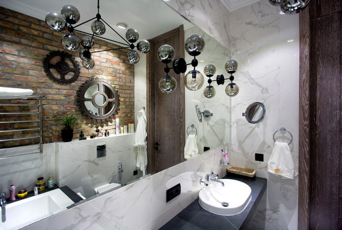 specchio interno da bagno in stile loft
