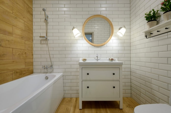Skandinaviško stiliaus vonios veidrodis