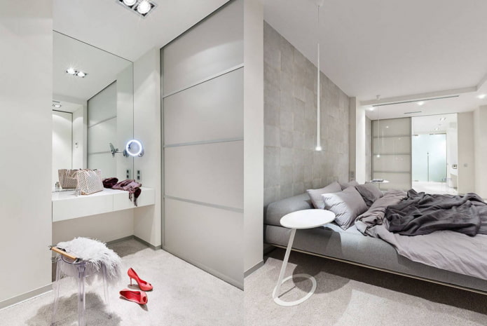 minimalism spegel i det inre av sovrummet