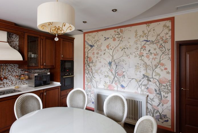 bức tranh tường từ giấy dán tường trong nội thất nhà bếp