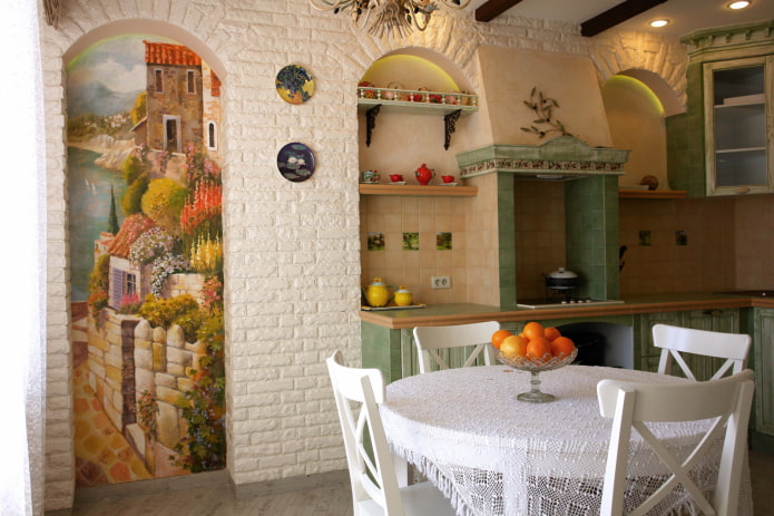 Paneel im Innenraum der Küche im Stil der Provence