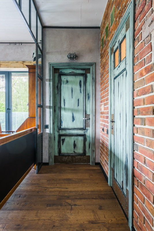 aged loft-style doors