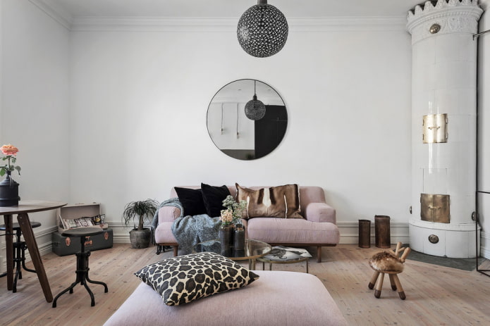 Scandinavian style living room mirror