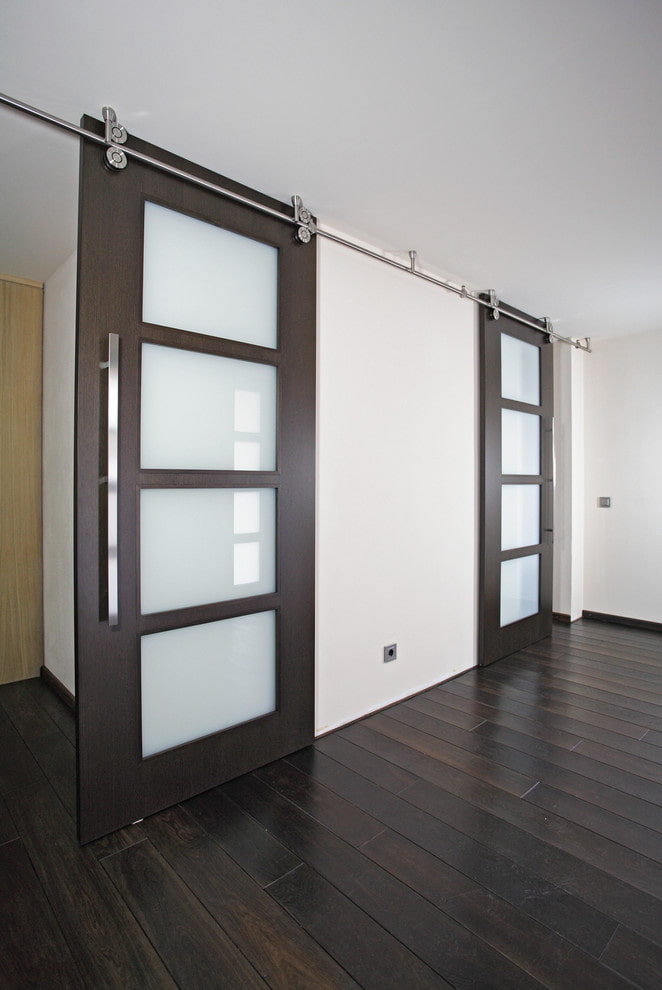 Wenge color doors with glass in the interior