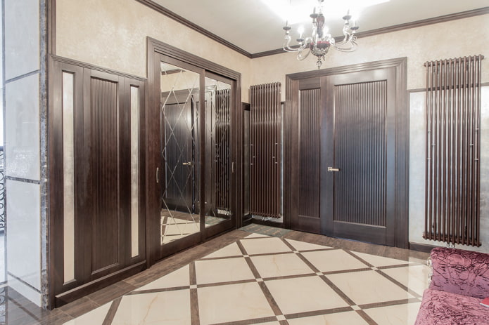 wenge-colored doors with a mirror in the interior