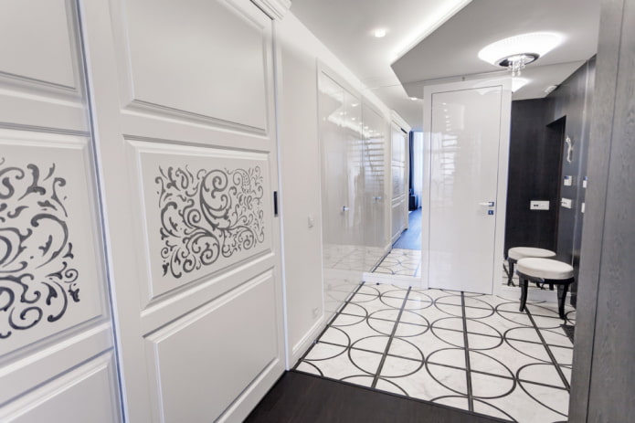 white doors with a pattern in the interior