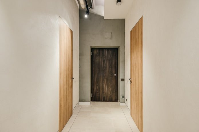 portes à l'intérieur du couloir dans le style du minimalisme