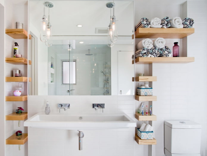 niches for storing towels in the bathroom