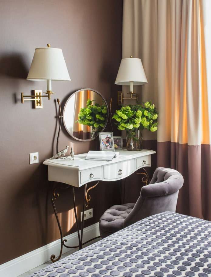 make-up table with sconces in the interior