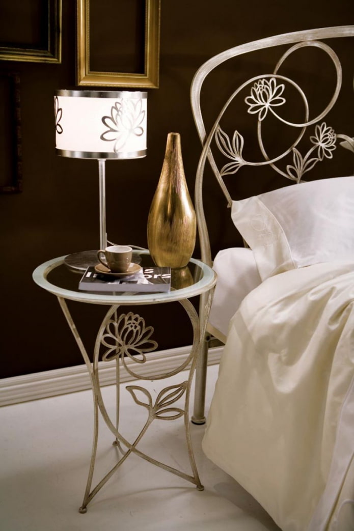 wrought iron bedside table