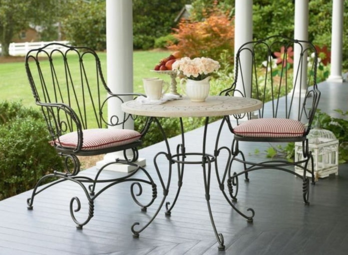 wrought iron garden table in the exterior