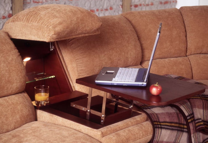 retractable table built into the chair