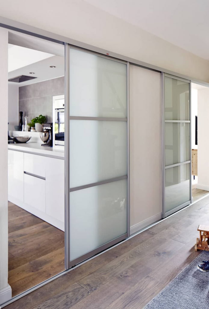 glass compartment doors in the interior