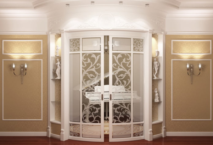 radial compartment doors in the interior