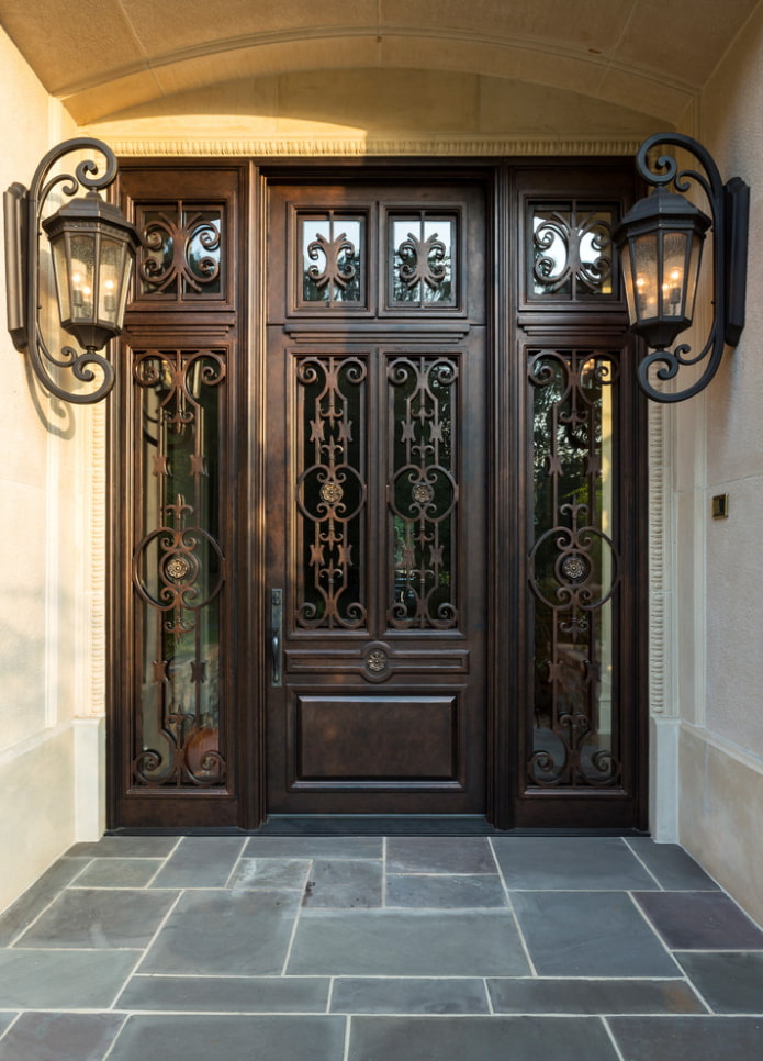 entrance wrought iron doors in the exterior