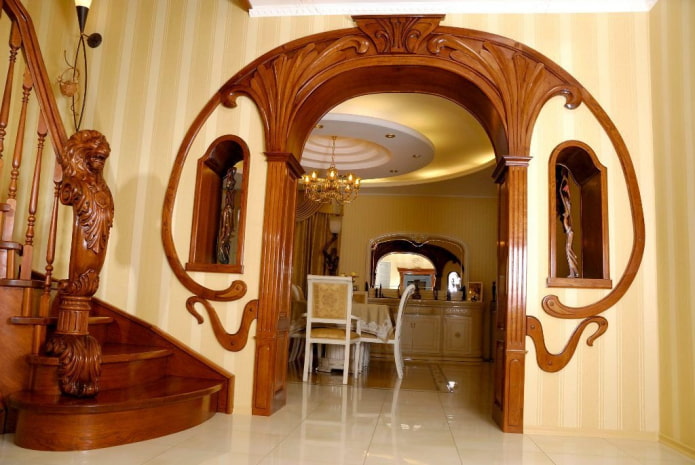 Art Nouveau arc îndoit din lemn