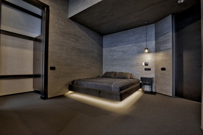podświetlane łóżko z efektem szybującym