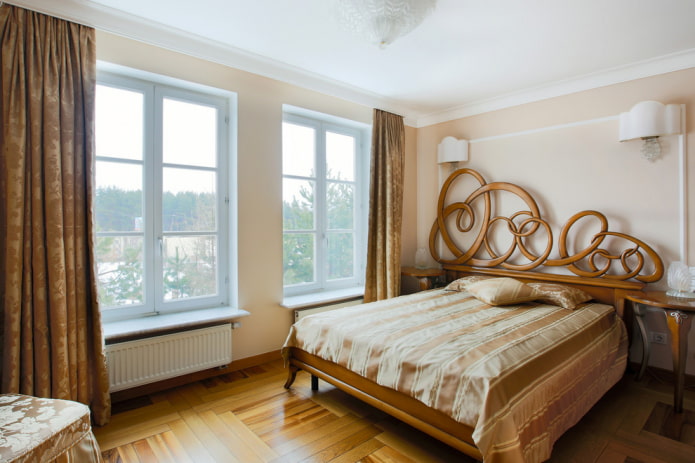 Art Nouveau wooden bed