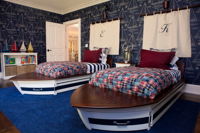 wooden beds in the nursery for boys